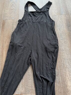 Smash + Tess Black Relaxed Cotton-Blend Overalls Jumpsuit